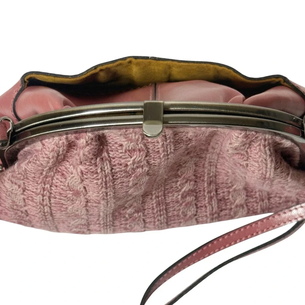 PATRICIA NASH Silvia Frame Bag Dusty Rose Leather & Knit Kiss Lock Crossbody